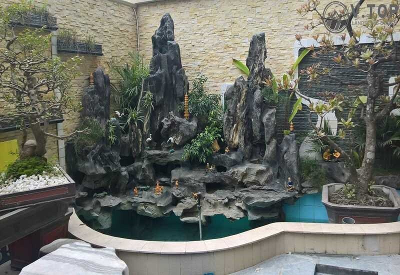 Hòn non bộ mini kết hợp hồ nuôi cá ngoài trời 8