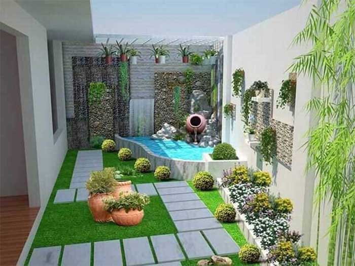 tiểu cảnh sân vườn trước nhà 11