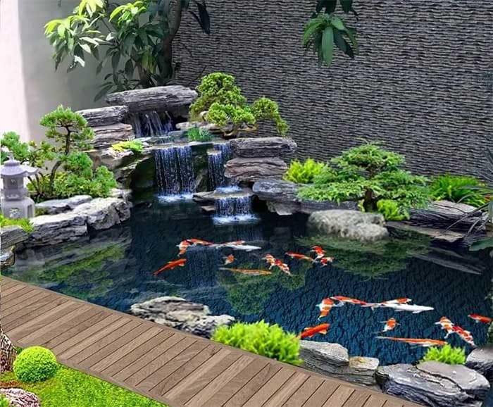 tiểu cảnh thác nước sân vườn 7