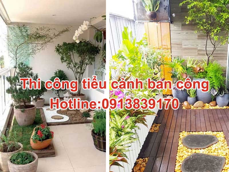 thi công tiểu cảnh ban công 01